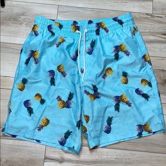 Old Navy Swim Trunks Pineapples Blue Medium - Picture 1 of 5